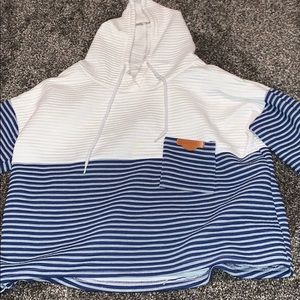 White and blue striped hoodie